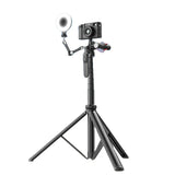 Suport Techsuit Selfie Stick (C05), Large Ajustable Tripod with Bluetooth Remote Control, 360, Aluminium Alloy, 205cm, Negru