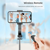 Suport Techsuit Selfie Stick (C01), with Foldable Stable Tripod and Bluetooth Remote Control, 106cm, Negru