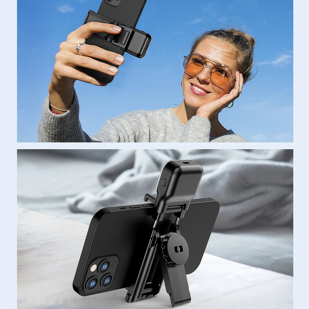 Suport Techsuit Selfie Stick (C01s), with Foldable Stable Tripod, Bluetooth Remote Control, Fill Light, 107cm, Negru