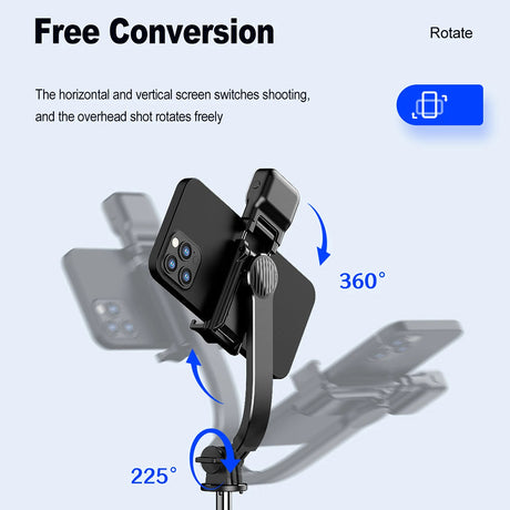 Suport Techsuit Selfie Stick (C01s), with Foldable Stable Tripod, Bluetooth Remote Control, Fill Light, 107cm, Negru