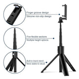 Suport Techsuit Selfie Stick (K22), Compact Tripod Mount with Bluetooth Remote Control, Foldable, 97cm, Negru