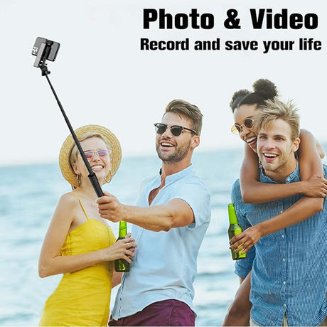 Suport Techsuit Selfie Stick (K22), Compact Tripod Mount with Bluetooth Remote Control, Foldable, 97cm, Negru