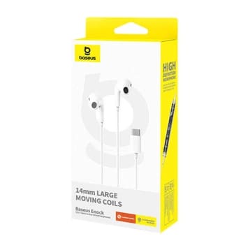 Casti Baseus Wired Earphones Encok CZ17 (A00170000213-Z1), Type-C, half-in-ear, 1.1m, 20Hz-20kHz, Moon White