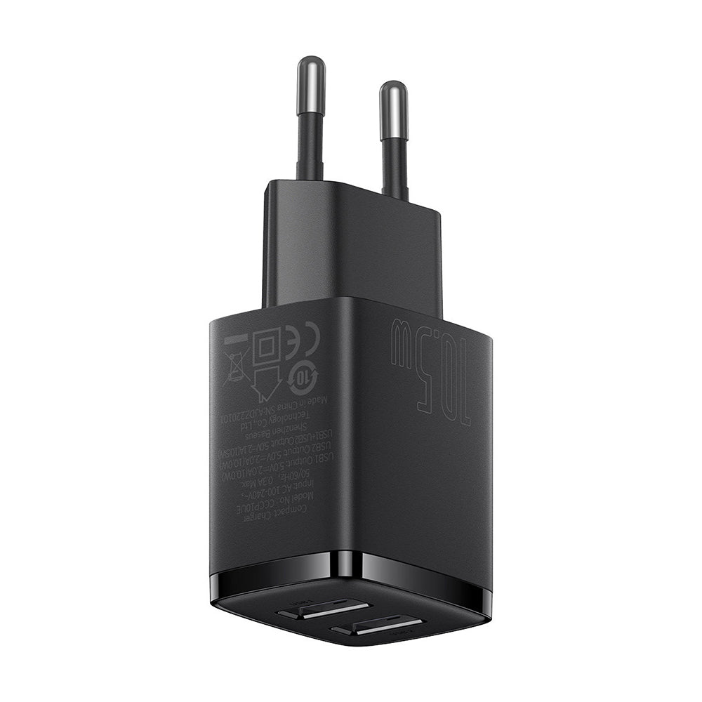 Incarcator Baseus (CCXJ010201), 2 x USB, 10.5W, 5V/ 2A, Polycarbonate, Negru