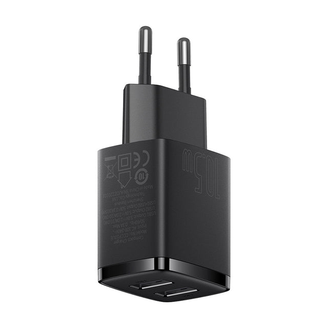 Incarcator Baseus (CCXJ010201), 2 x USB, 10.5W, 5V/ 2A, Polycarbonate, Negru