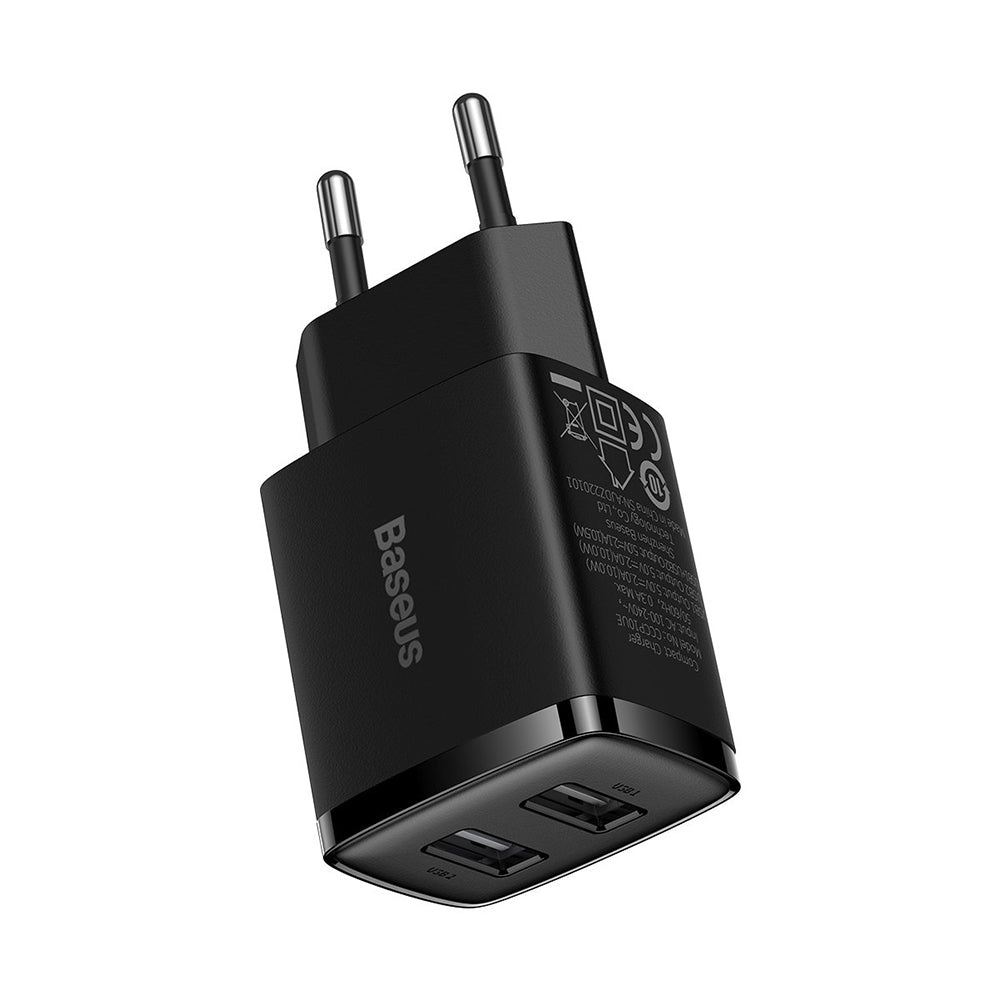 Incarcator Baseus (CCXJ010201), 2 x USB, 10.5W, 5V/ 2A, Polycarbonate, Negru