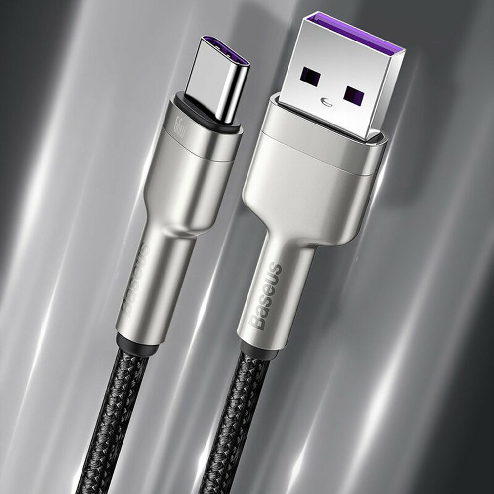 Cablu Baseus Cafule Series Metal (CAKF000201), USB to Type-C 66W, 2m, Negru