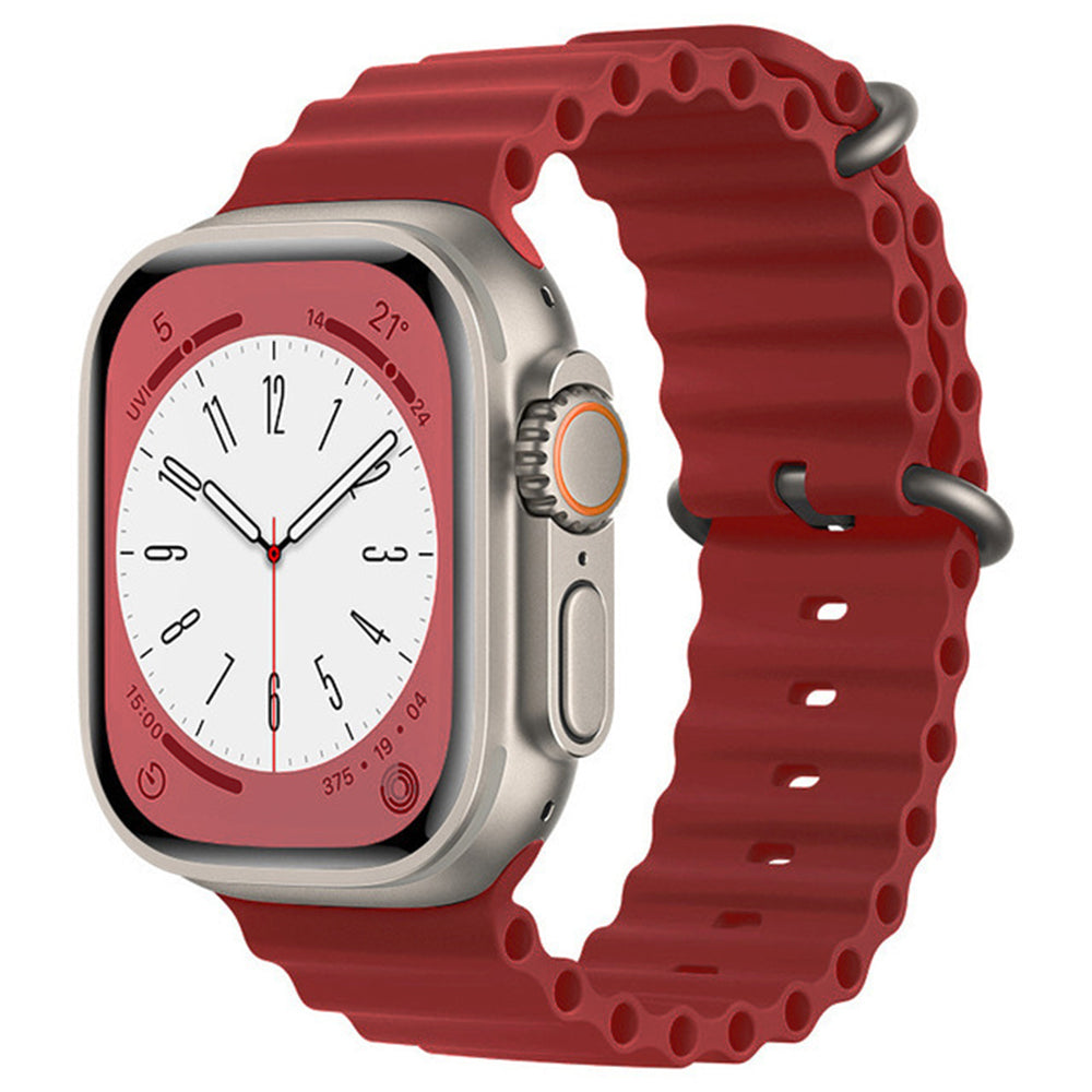 Curea smartwatch Techsuit Watchband (W038) compatibil cu Apple Watch 1/2/3/4/5/6/7/8/9/10/11/SE/SE 2/SE 3/Ultra/2/3 (42/44/45/46/49mm), Rosu Vin