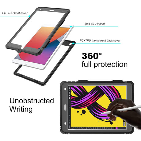 Husa de protectie tableta ShellBox Waterproof IP68 compatibil cu iPad 10.2" (2019 / 2020 / 2021), Negru