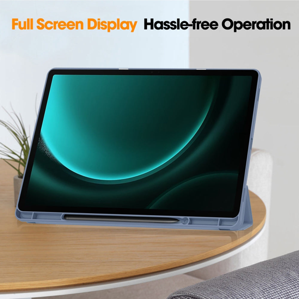 Husa de protectie tableta Techsuit Flex Trifold (with Pencil Holder) compatibil cu Samsung Galaxy Tab S9 FE Plus, Mov