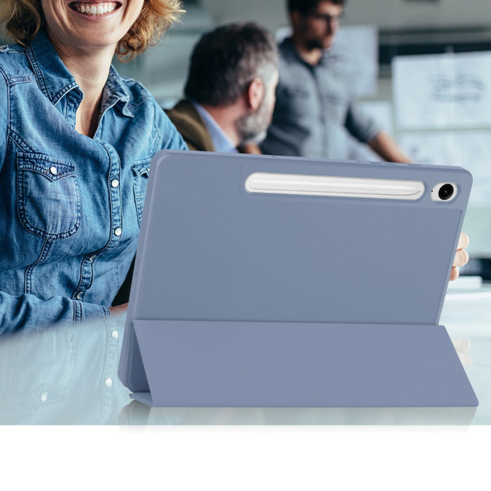 Husa de protectie tableta Techsuit Flex Trifold (with Pencil Holder) compatibil cu Samsung Galaxy Tab S9 / S9 FE / S10 FE, Gri