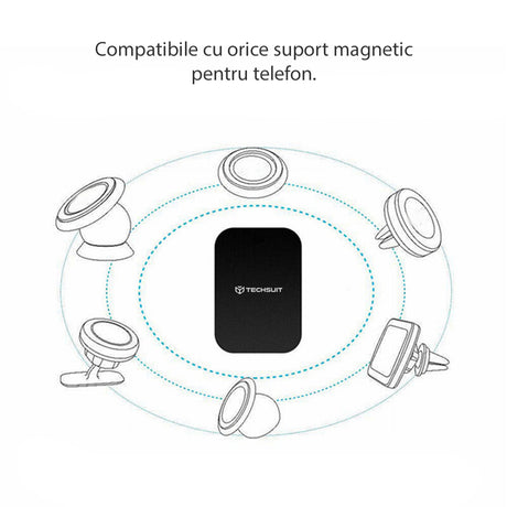 Suport Techsuit (set de 4) Metal Plate (MP04), with Matte Cover Paint, Multipurpose Use, with Strong 3M Adhesive, Negru