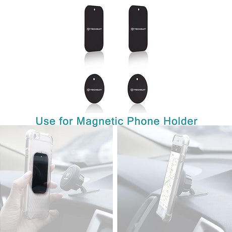 Suport Techsuit (set de 4) Metal Plate (MP04), with Matte Cover Paint, Multipurpose Use, with Strong 3M Adhesive, Negru