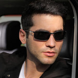 Techsuit Sunglasses Polarized (559), for Men, with UV Protection and Metal Frame, Rectangular, Gun Color / Negru