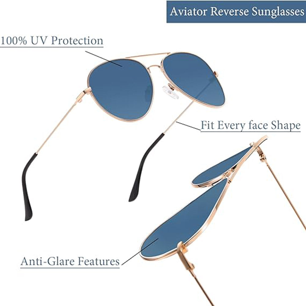 Techsuit Sunglasses (3025), for Women and Men, with UV Protection and Metal Frame, Roz Auriu / Harbor Blue