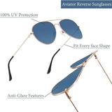 Techsuit Sunglasses (3025), for Women and Men, with UV Protection and Metal Frame, Roz Auriu / Harbor Blue