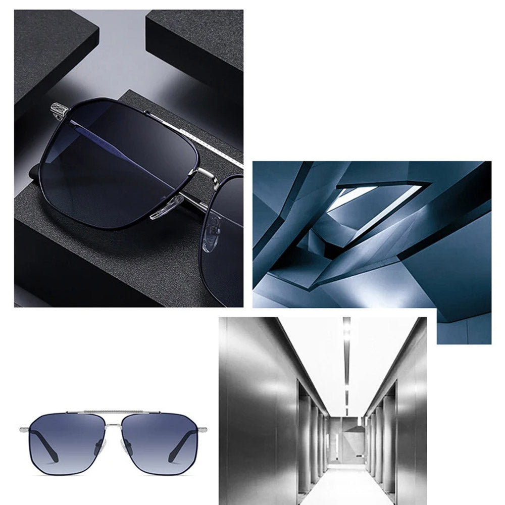 Techsuit Sunglasses Polarized (8538), for Men, with UV Protection, Metal, Roz Auriu / Gradient Purple