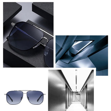 Techsuit Sunglasses Polarized (8538), for Men, with UV Protection, Metal, Roz Auriu / Gradient Purple
