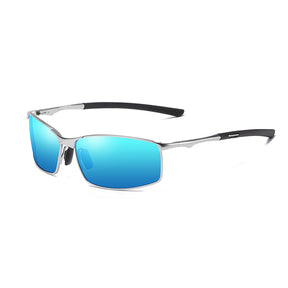 Techsuit Sunglasses Polarized (559), for Men, with UV Protection and Metal Frame, Rectangular, Argintiu / Blue Mirror