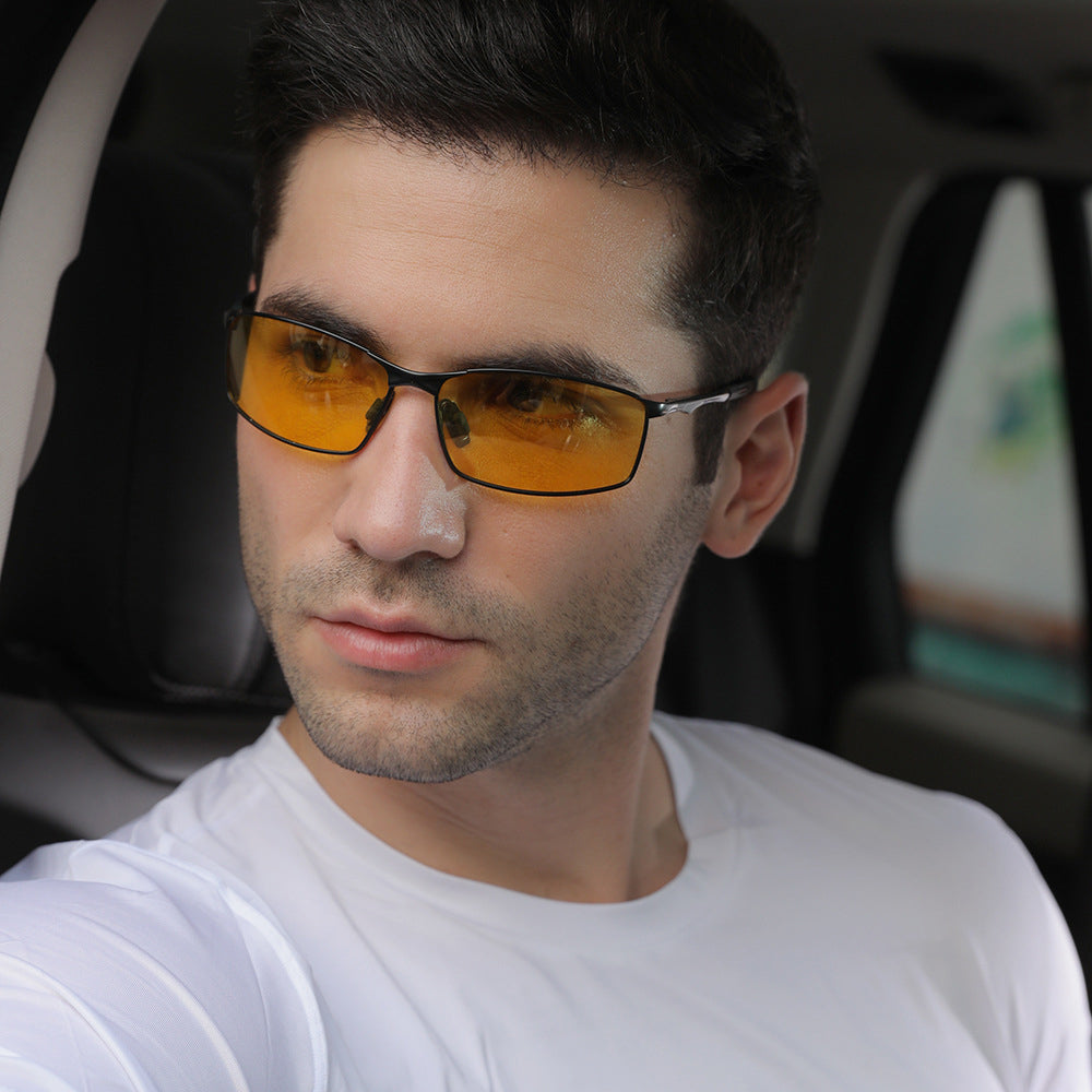 Techsuit Sunglasses Polarized (559), for Men, with UV Protection and Metal Frame, Rectangular, Argintiu / Blue Mirror