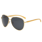 Techsuit Sunglasses Polarized (2150), for Men, with UV Protection, Metal Frame, Auriu / Black Gray