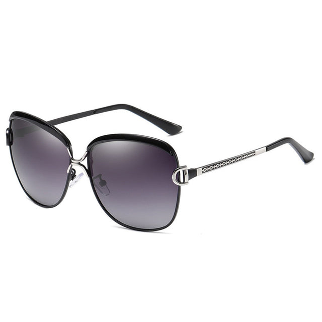 Techsuit Sunglasses Polarized (8702), for Women with UV Protection, Metal Frame, Negru