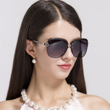 Techsuit Sunglasses Polarized (8702), for Women with UV Protection, Metal Frame, Negru