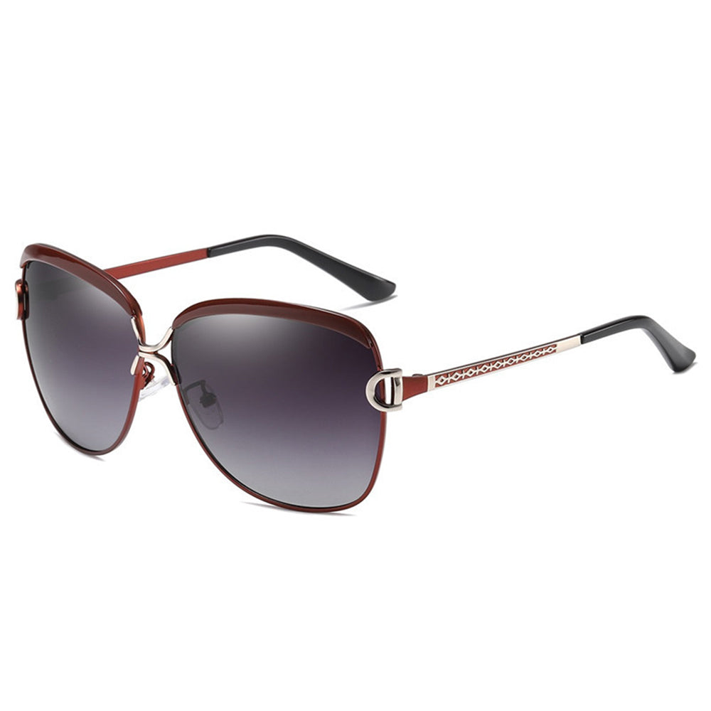Techsuit Sunglasses Polarized (8702), for Women with UV Protection, Metal Frame, Tea