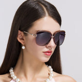 Techsuit Sunglasses Polarized (8702), for Women with UV Protection, Metal Frame, Tea