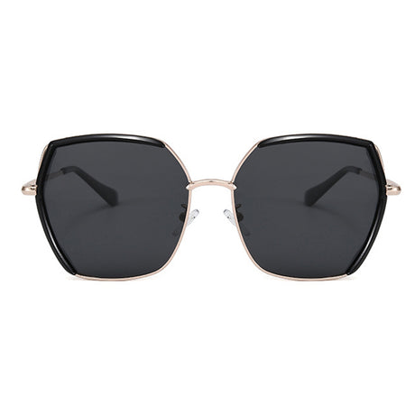 Techsuit Sunglasses Polarized (9768), Hexagonal, with UV Protection and Metal Frame, Negru / Silver / Gray