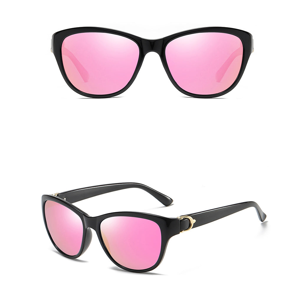 Techsuit Sunglasses Polarized (A572), for Women with UV Protection, PC, Negru / Pink Mirror