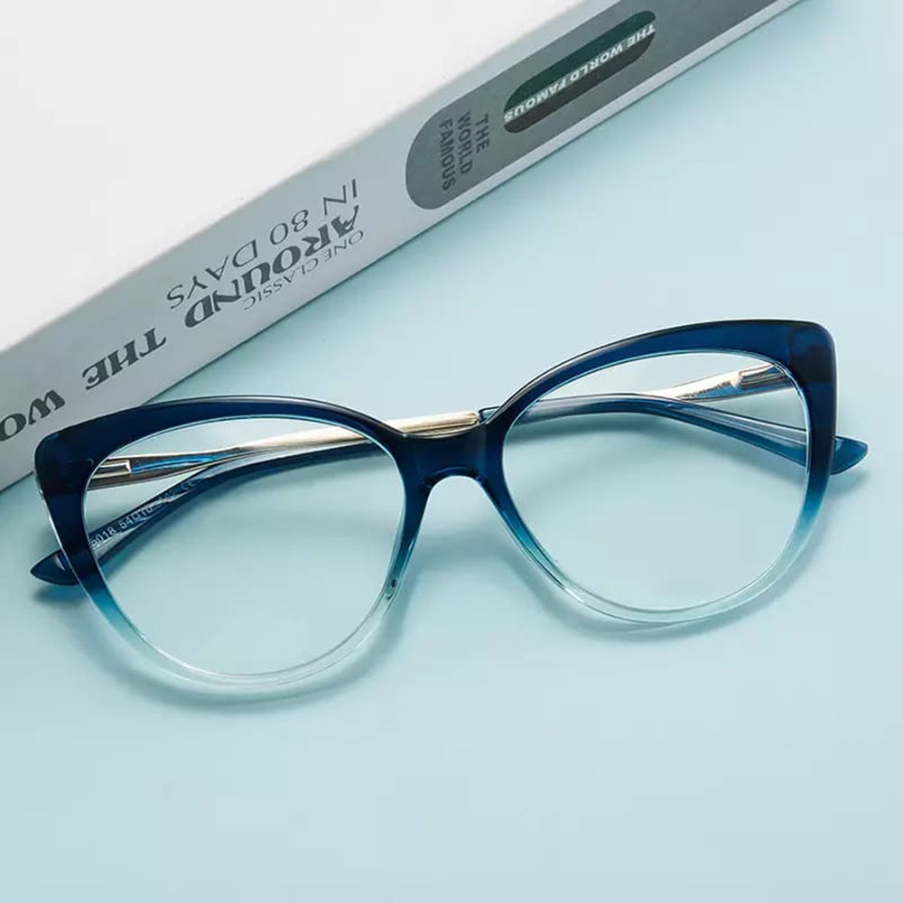 Techsuit Anti-Blue Light Glasses Reflex Metal (F5018-C72), Cat Eye, Dark Black
