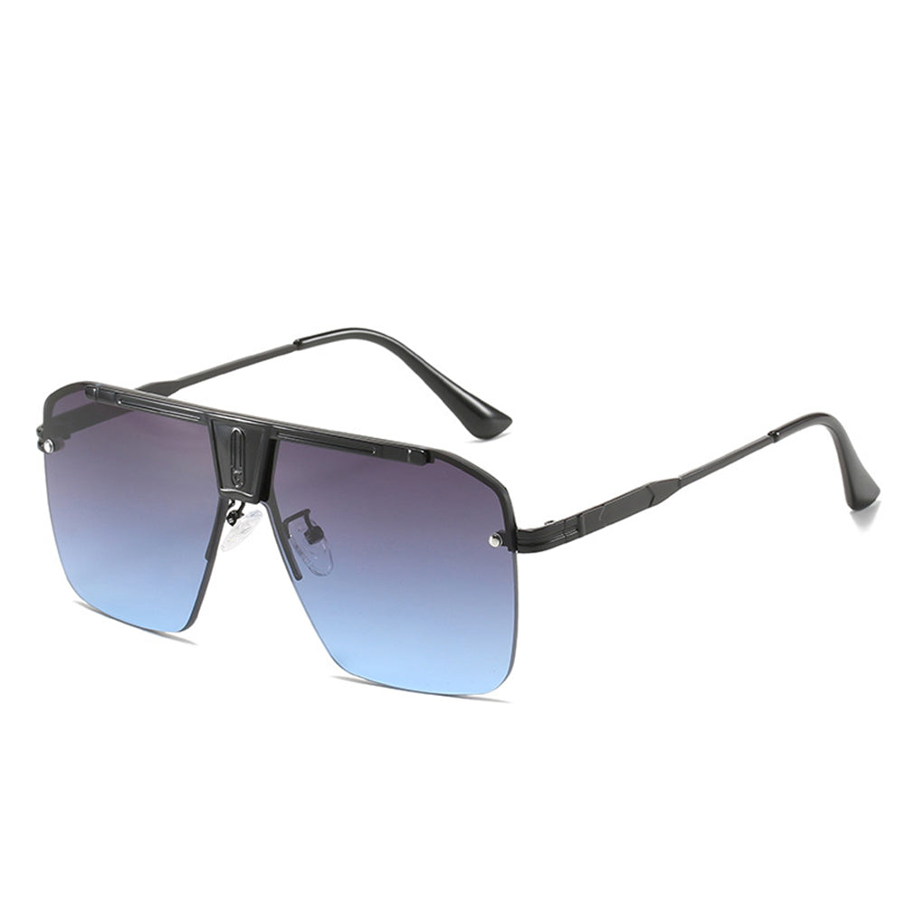 Techsuit Sunglasses (2576), for Men with Aluminum Frame, Oversized, Negru / Gray / Blue