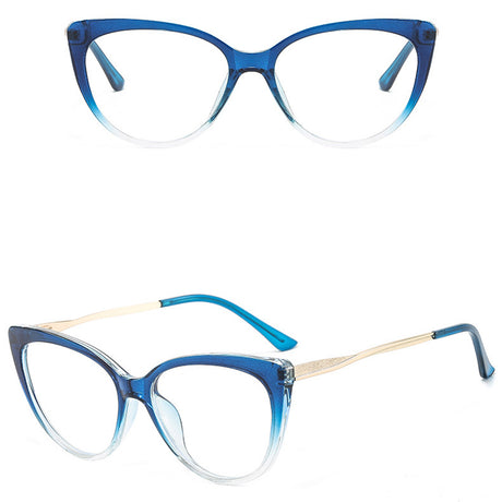 Techsuit Anti-Blue Light Glasses Reflex Metal (F5018-C8), Cat Eye, Transparent Blue