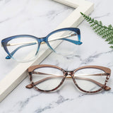 Techsuit Anti-Blue Light Glasses Reflex Metal (F5018-C7), Cat Eye, Transparent Black