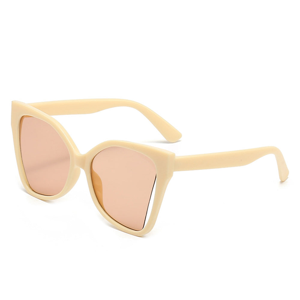 Techsuit Sunglasses (5335), for Women with PC Frame and Lens, Butterfly Shape, Bej / Champagne