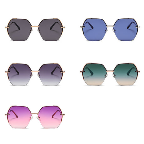 Techsuit Sunglasses (8561), for Women with Metal Frame and Nylon Lens, Hexagonal, Auriu / Gray