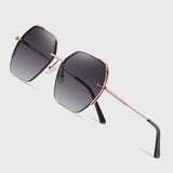 Techsuit Sunglasses (8561), for Women with Metal Frame and Nylon Lens, Hexagonal, Auriu / Gray