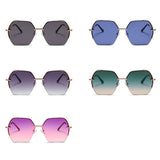 Techsuit Sunglasses (8561), for Women with Metal Frame and Nylon Lens, Hexagonal, Argintiu / Blue