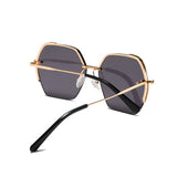 Techsuit Sunglasses (8561), for Women with Metal Frame and Nylon Lens, Hexagonal, Argintiu / Blue