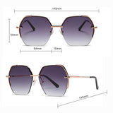 Techsuit Sunglasses (8561), for Women with Metal Frame and Nylon Lens, Hexagonal, Roz Auriu / Green