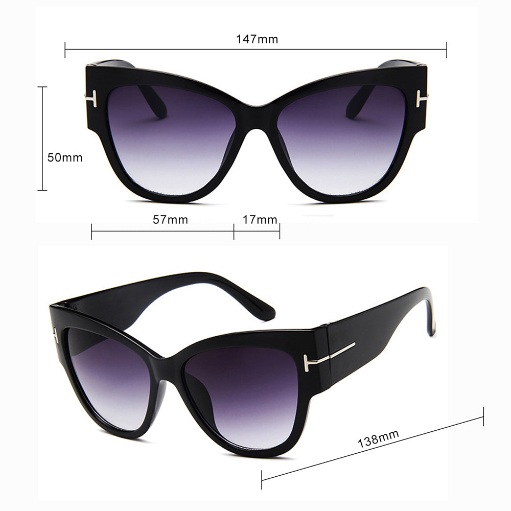 Techsuit Sunglasses (9778), for Women with PC Frame and Lens, Cat Eye, Negru / Gradient Gray