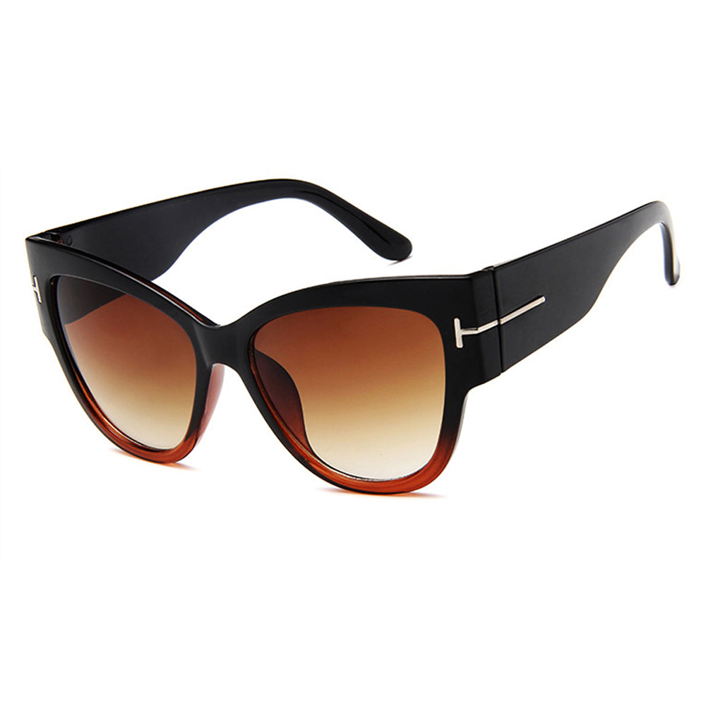 Techsuit Sunglasses (9778), for Women with PC Frame and Lens, Cat Eye, Negru / Brown