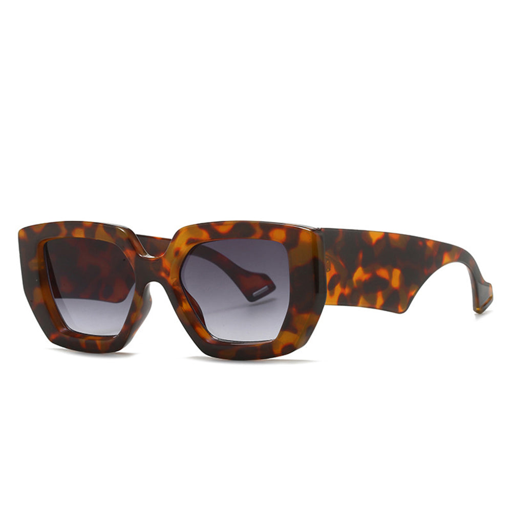 Techsuit Sunglasses (86321), for Women with PC Frame and Lens, Vintage, Leopard / Gradient Gray