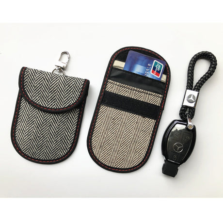Husa de protectie Techsuit RFID Anti-Theft (AF1) compatibil cu for Cards & Keys, Waterproof Leather, Metal Hybrid Fibre, EMF Blocker, 12.5x9, Bej
