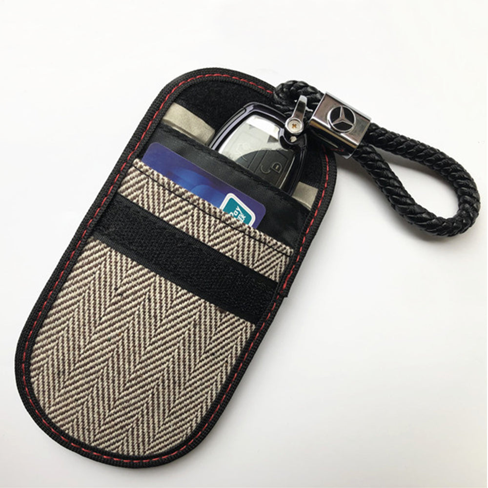 Husa de protectie Techsuit RFID Anti-Theft (AF1) compatibil cu for Cards & Keys, Waterproof Leather, Metal Hybrid Fibre, EMF Blocker, 12.5x9, Bej