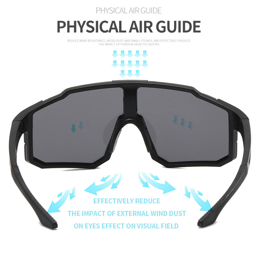 Techsuit Bike Glasses (9337), for Cycling, Sport Outdoor Activities, with UV Protection, PC Frame, Unisex, Negru / Silver