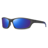 Techsuit Bike Glasses (24101), for Cycling and Sport Outdoor Activities, Polarized, Unisex, Gun / Albastru