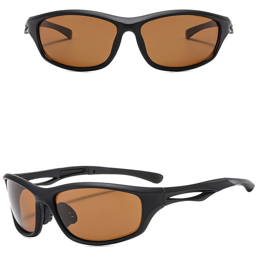 Techsuit Bike Glasses (9309), for Cycling and Sport Outdoor Activities, Polarized, PC Frame, Unisex, Negru / Tea
