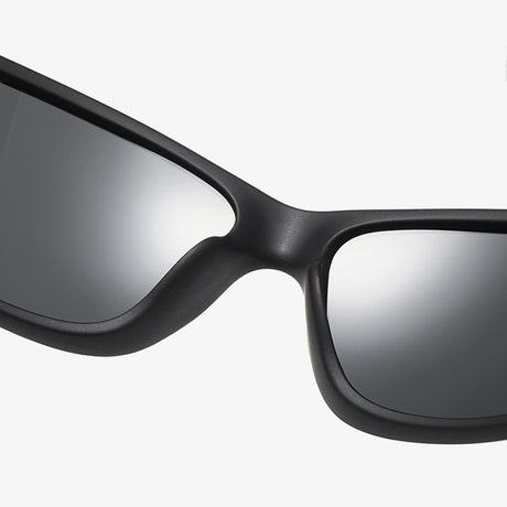 Techsuit Bike Glasses (201910), for Cycling and Sport Outdoor Activities, Polarized, Rectangular, Unisex, Negru